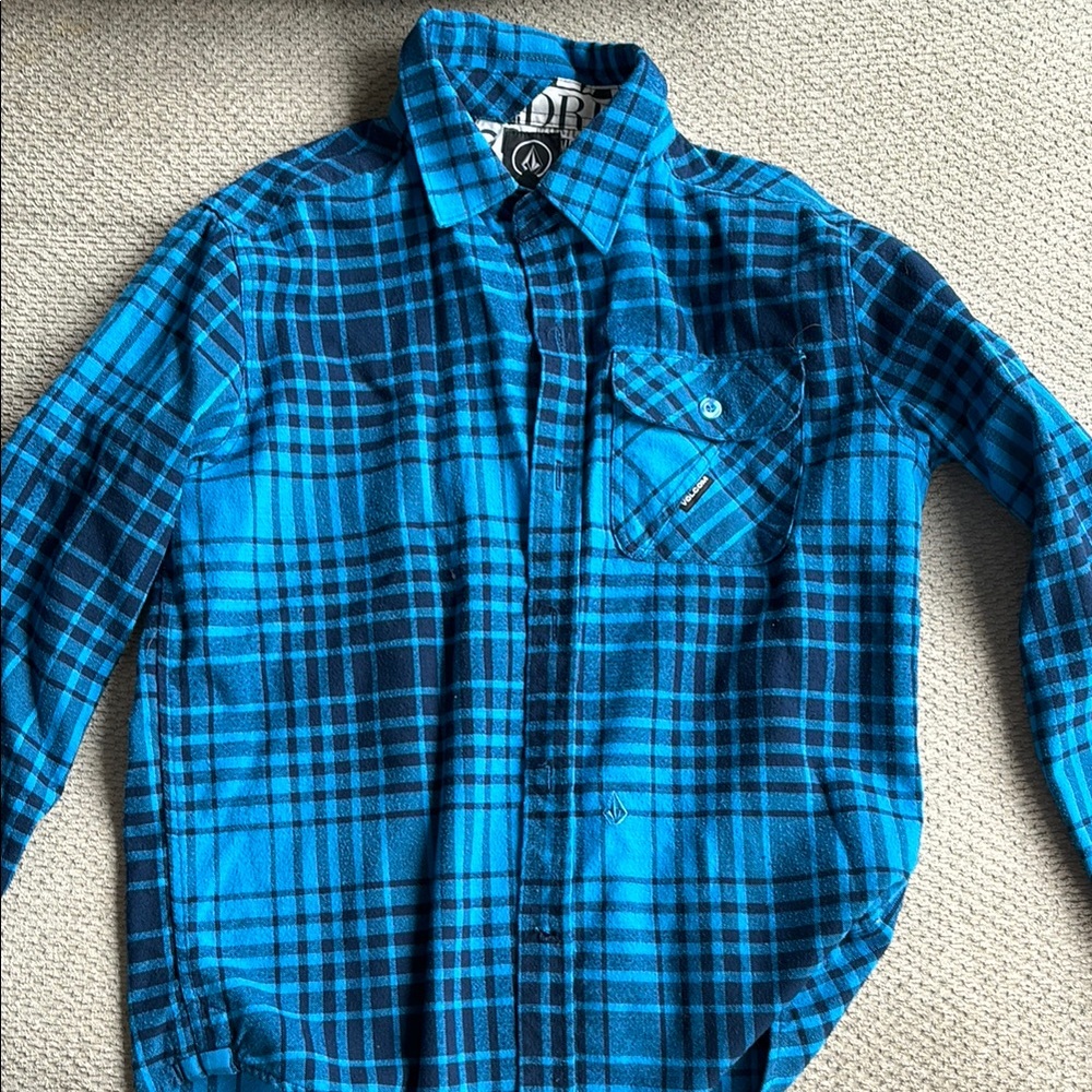 Volcom Blue Plaid Button-Up Shirt